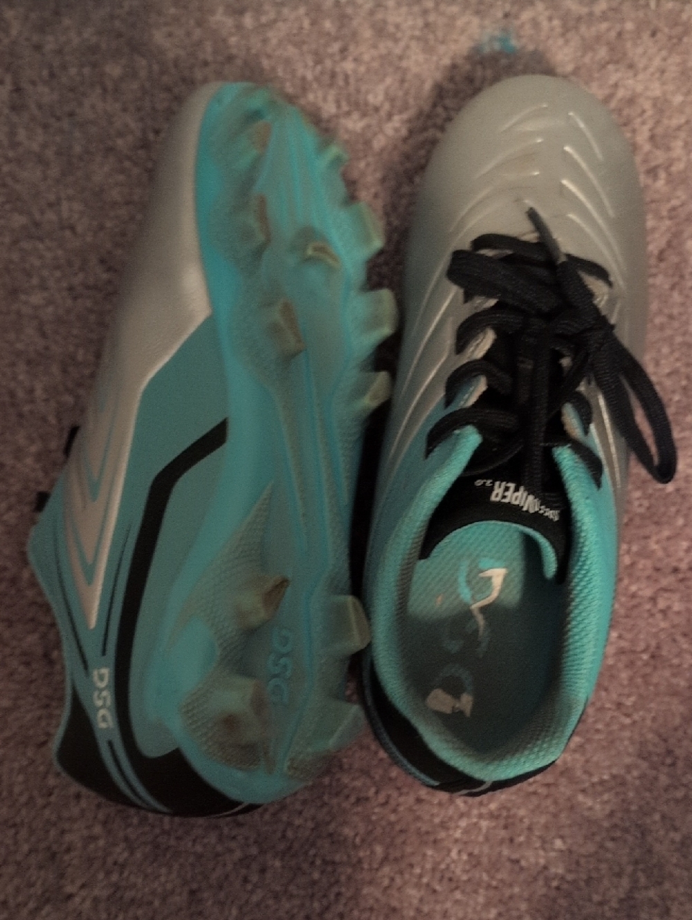 DSG Kids Sneakers Teal and Silver with Black Laces